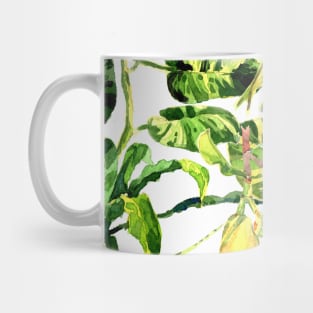 Seamless tropical flower, plant and leaf pattern background Mug